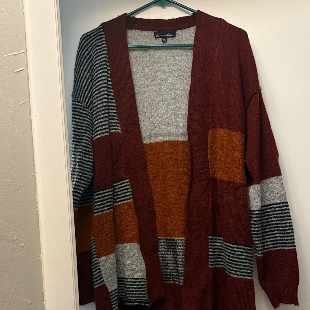 Striped Open Front Cardigan